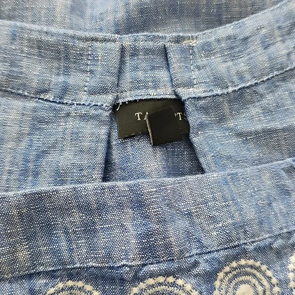 TALBOTS Linen Embroidered Square Neck Top Size XLP - Picture 5 of 5